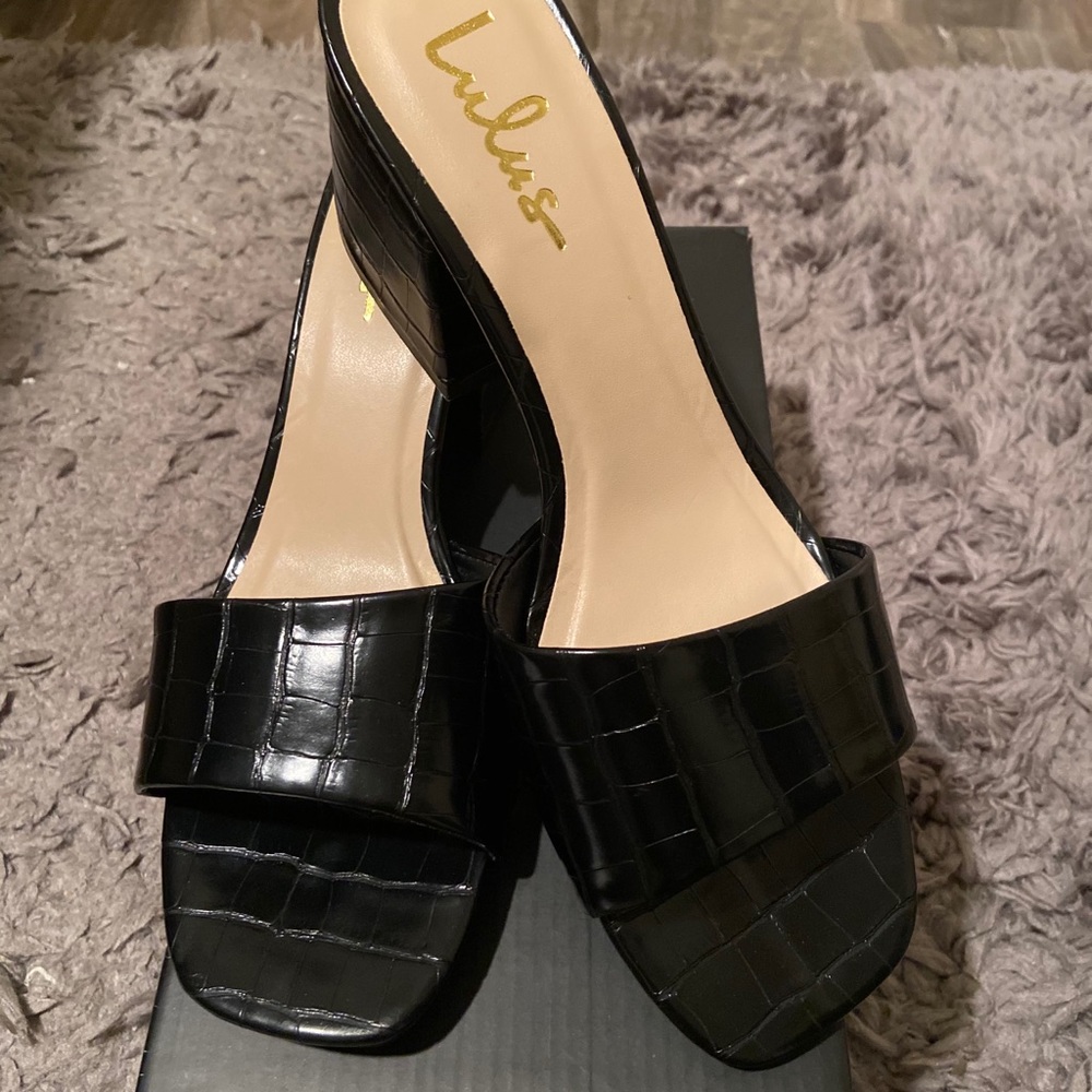 Crocodile Embossed High Heel Sandals